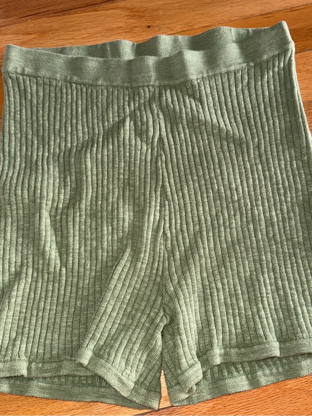 Free People Ribbed Knit Bike Shorts in Sage
